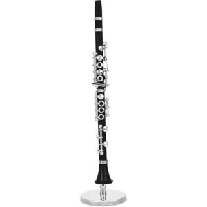 Black Clarinet Music Instrument Miniature Replica with Case - Size 6.25 in.