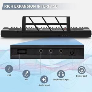 Sheet Stand and Power Supply, Portable Keyboard Gift Teaching for Beginners