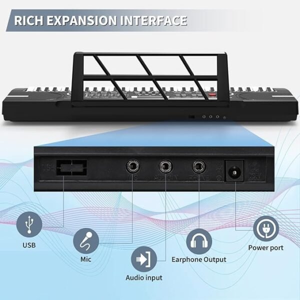 Sheet Stand and Power Supply, Portable Keyboard Gift Teaching for Beginners - Image 2