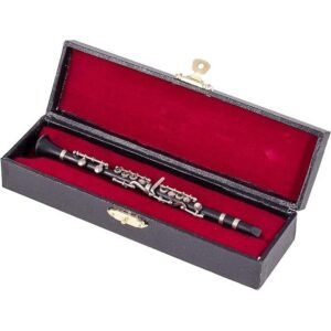 Black Clarinet Music Instrument Miniature Replica with Case - Size 6.25 in.